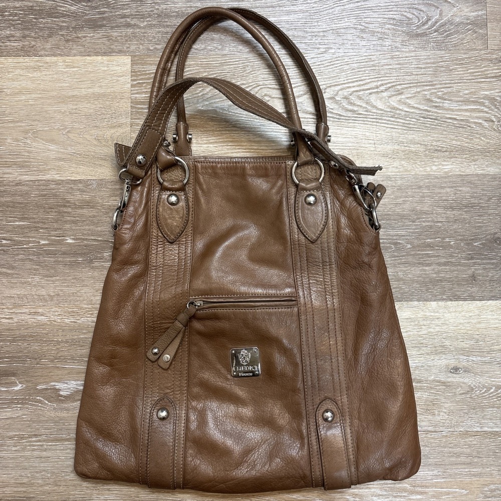 I Medici Firenze Shoulder Bag Hobo Brown Leather Foldover Made In Italy